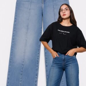 PANTALON WIDE CON RECORTE