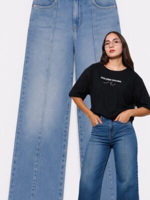 PANTALON WIDE CON RECORTE