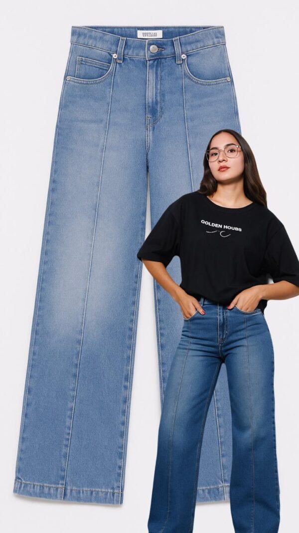 PANTALON WIDE CON RECORTE
